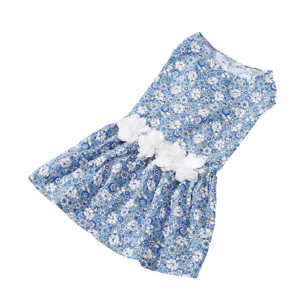 Dog Floral Dress Soft Comfortable Breathable Cute Doggie Princess Dresses for Wedding Party Light Bl