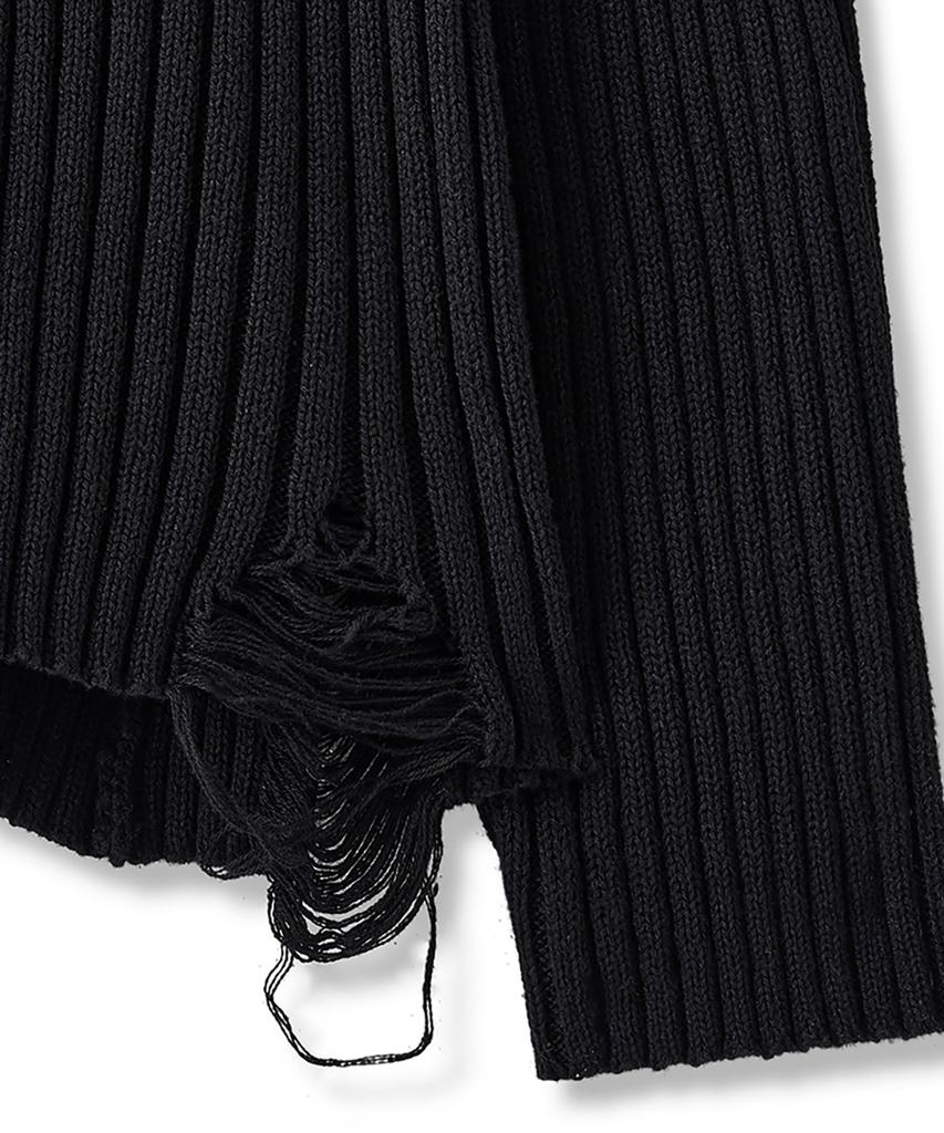NOIRER Cotton Damaged Combat Knit (Black)