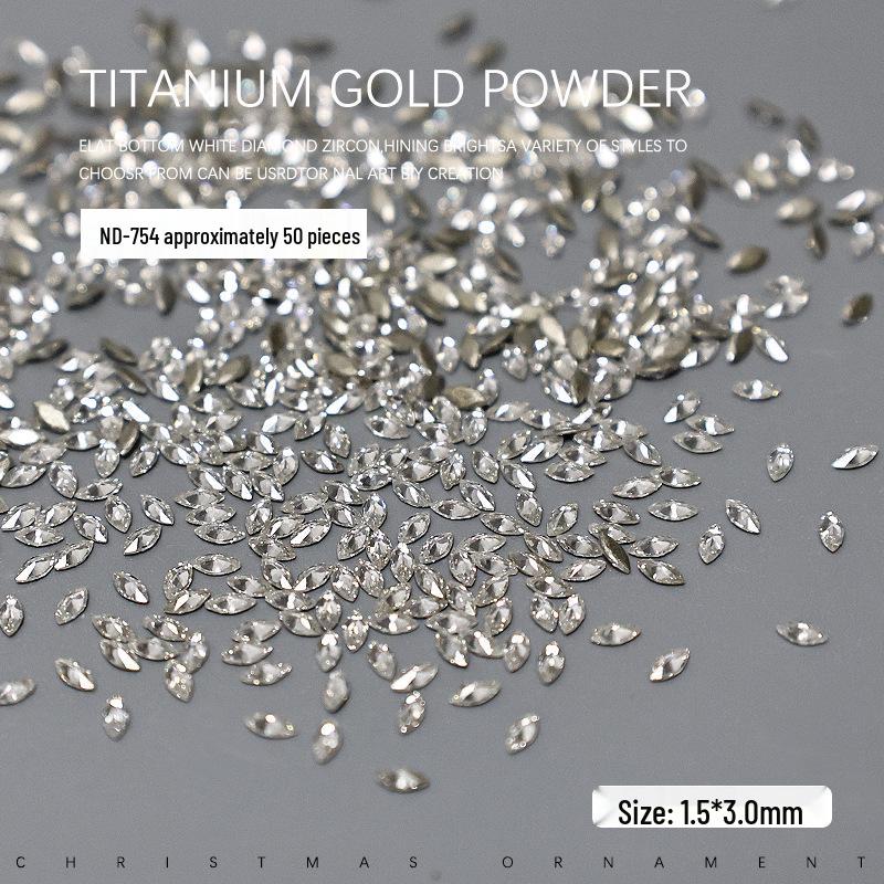 

Zircon Nail Art: 50pcs 5A White Marquise, Teardrop, Heart, Square Flat Bottom Rhinestones