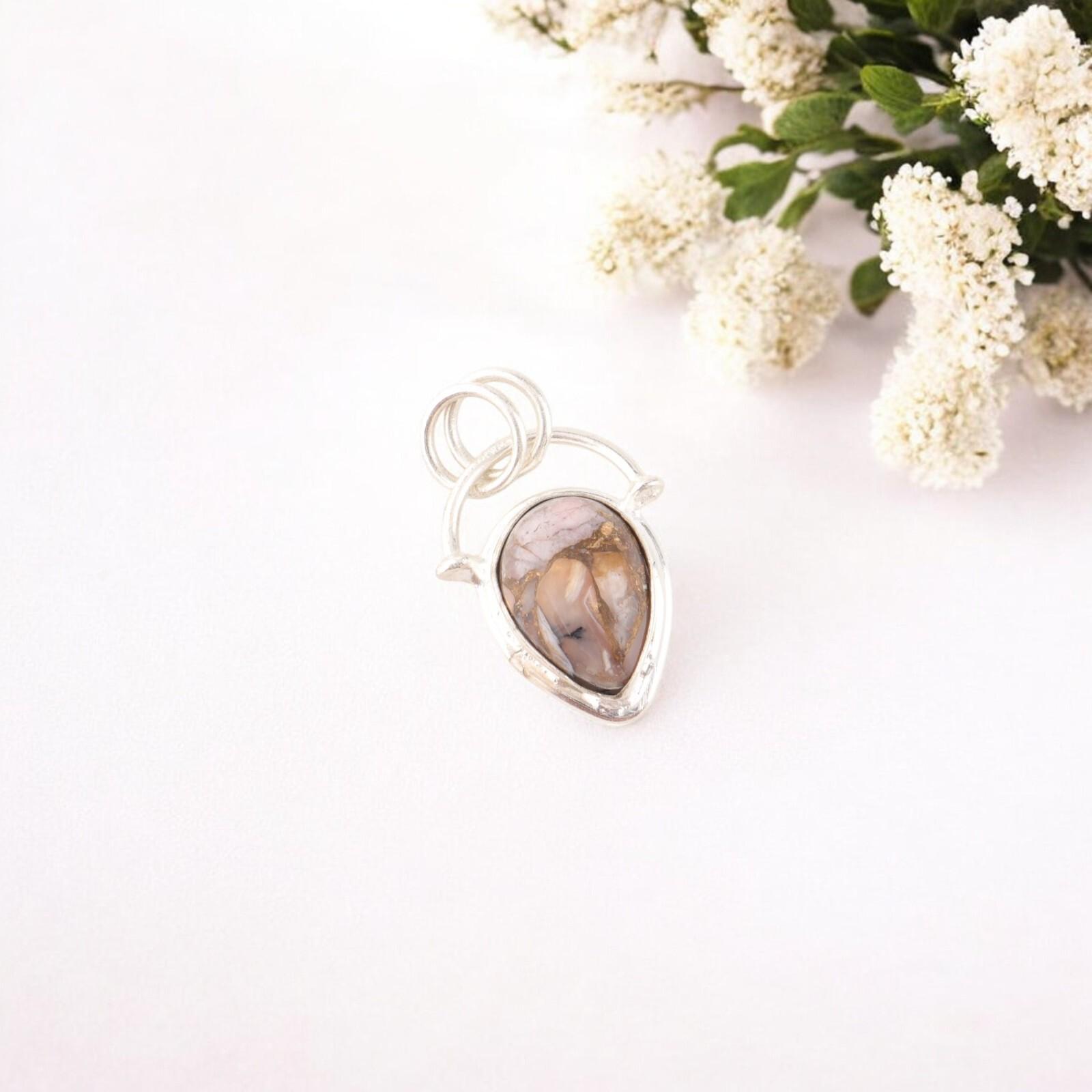 

Pink Opal Turquoise Gemstone 925 Stamped Silver Jewelry Handmade Pendant For Her PP-56-45