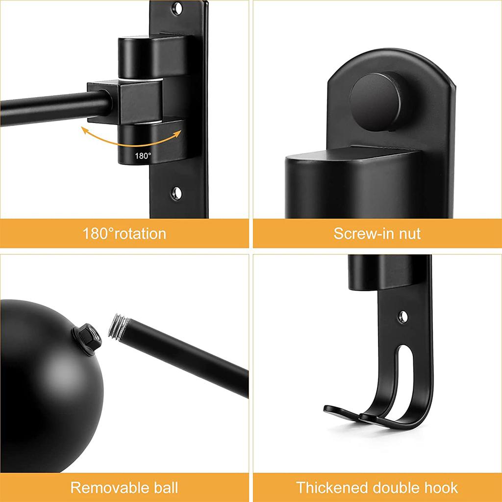 Motorcycle Helmet Rack Wall-Mount Helmet Display Holder with Hook 180° Rotation Bike Helmet Hanger for Home Garage Organizer