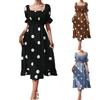 Women's Big Polka Dot Slim Fit Sweet Ruffle Short Sleeve Dress Midi Dress Polka Dot Dress