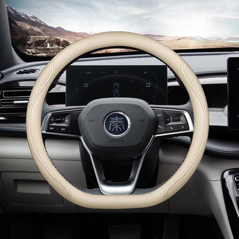 BYD Genuine Leather Steering Wheel Cover for Qin Plus/Pro, Dolphin, Han, F3, Yuan, Song Pro, Han EV, Song Max – Ultra-thin Design