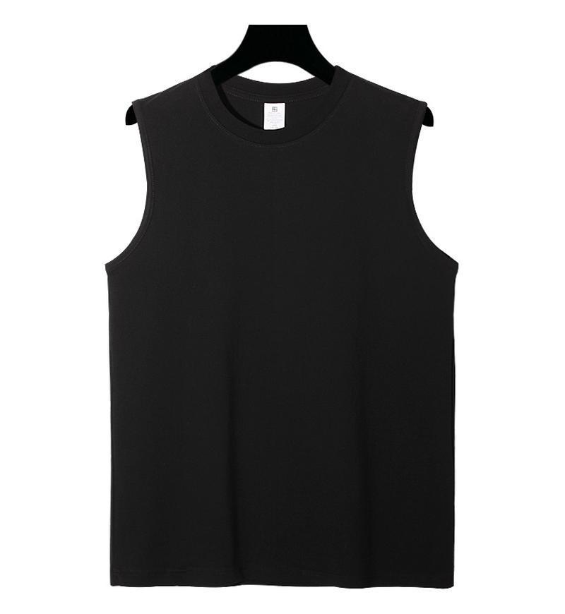 230g Pure Cotton Sleeveless Round Neck Sports Vest - Fitness & Basketball Training Top with Printed Logo.