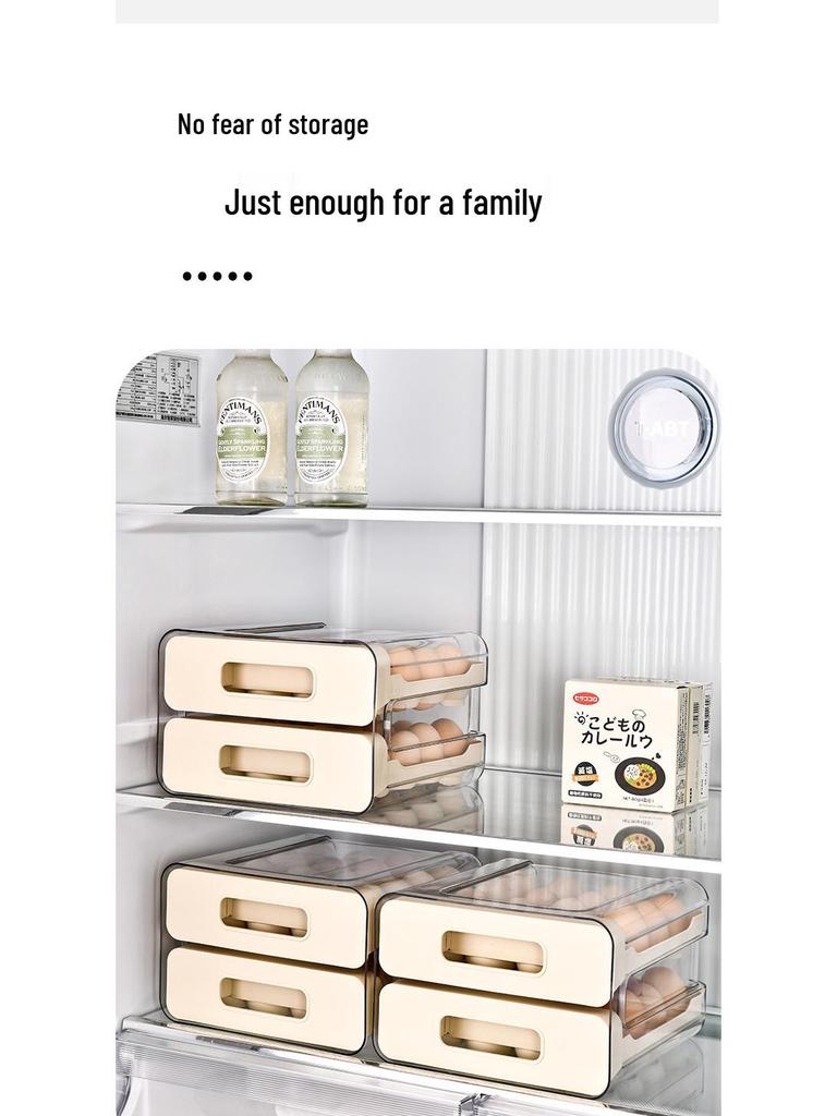 Doppelschichtige transparente Eieraufbewahrungsschublade – Lebensmittelgeeigneter, bruchsicherer Halter für den Kühlschrank.