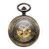TREEWETO Automatyczny Mechaniczny Zegarek Kieszonkowy Pół Hunter Case Steampunk Skeleton Dial Mężczyźni Kobiety Kobiety