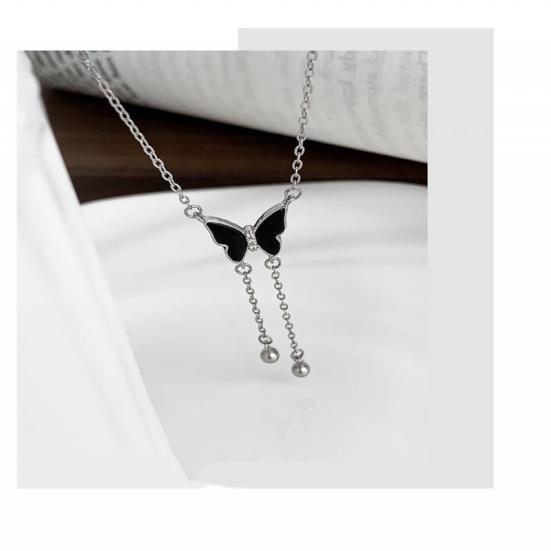 

Черная кисточка бабочка кулон ожерелье женское светлое роскошное нишевое ожерелье с ключицей премиум-класса