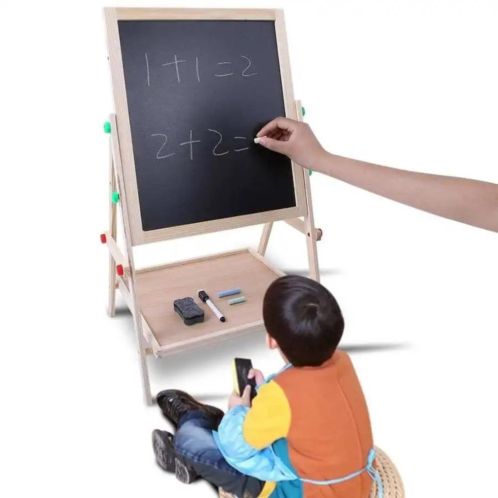 Multifunctional 2In1 Drawing Board Wooden Hanging Blackboard Double Side Blackboard For Kids
