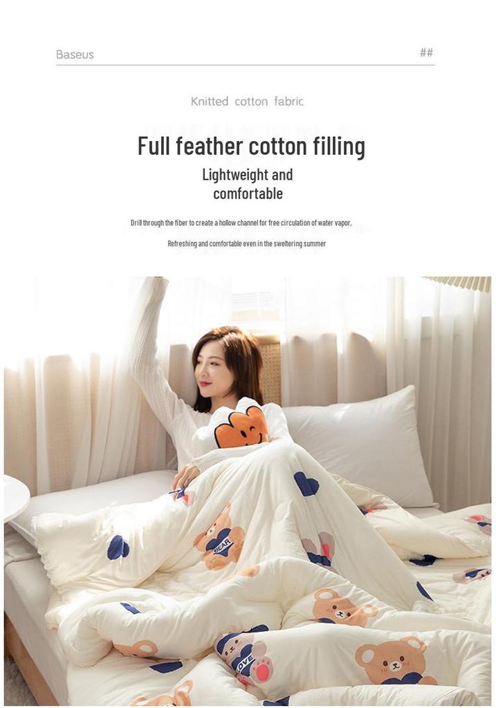 Class A Cotton Summer Quilt for Mother & Baby - Washable, Cool, Suitable for Children & Dorm Rooms