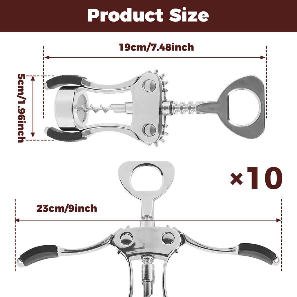 Wine Bottle Opener Stainless Steel Beer Bottle Opener Sturdy Wine Opener Manual Wing Corkscrew Elegant Wine Bottle Opener Tool