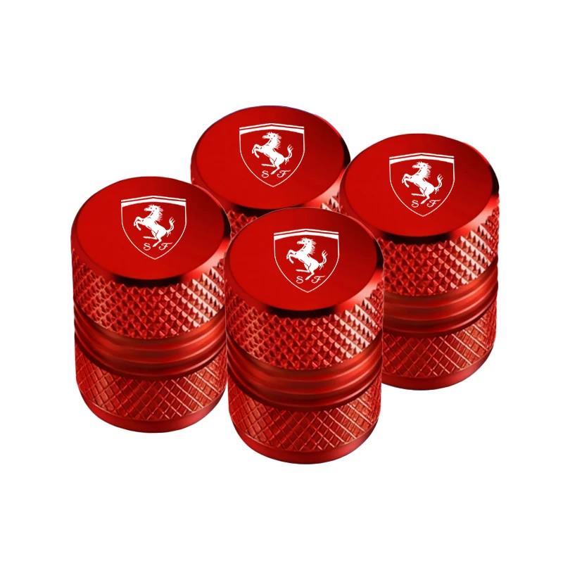 For F-Ferrari Roma 488 296 SF90 F8 F80 KC23 SP8 F40 599 575M 4Pcs Metal Car Tire Valve Cover Wheel Stem Dustproof Air Cap Case HS9