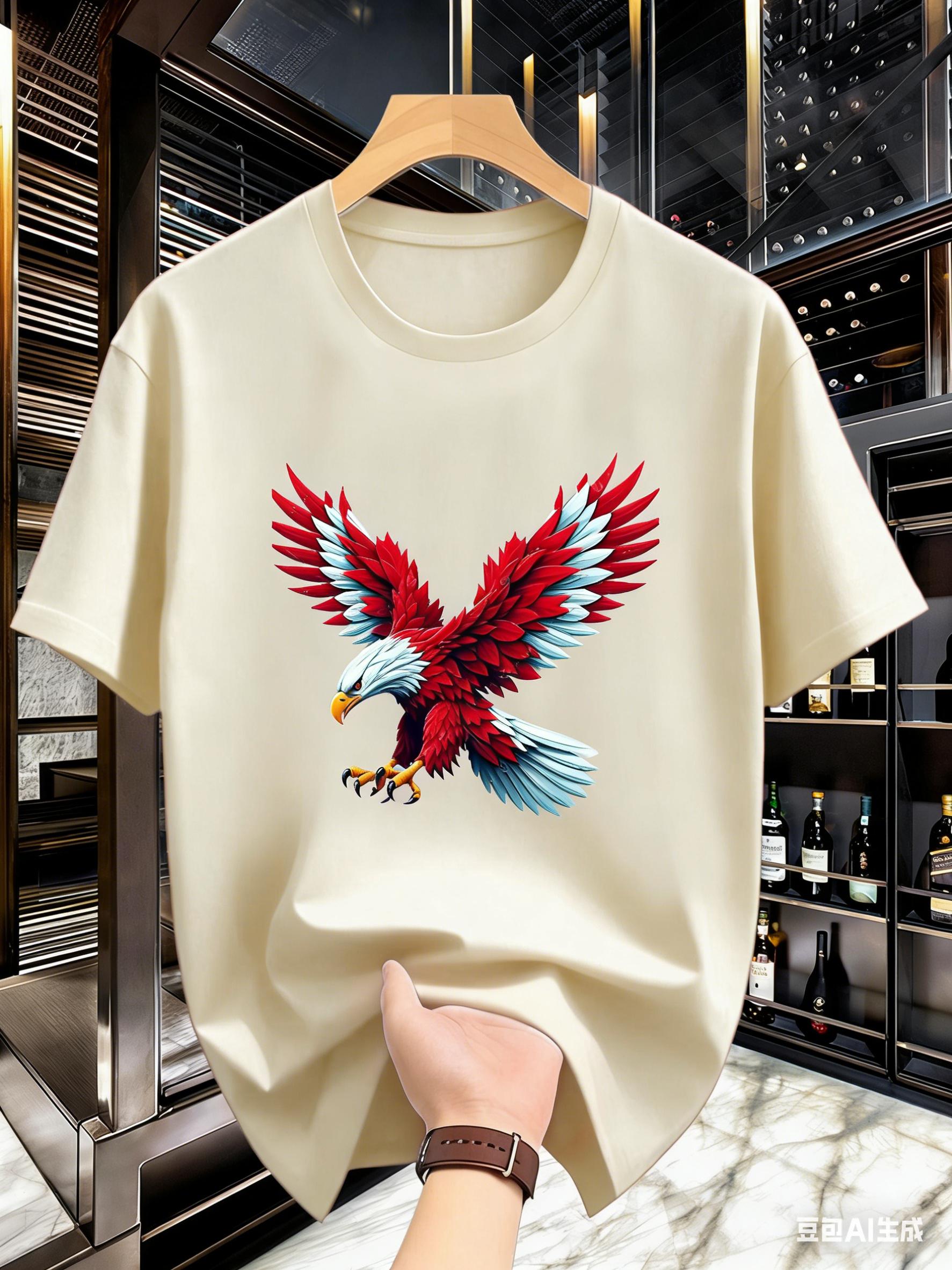 

Summer 100 Cotton Tshirt with Eagle Pattern Suitable for Daily Casual Wear and Outdoor Leisure Sports Mens Tshirt S