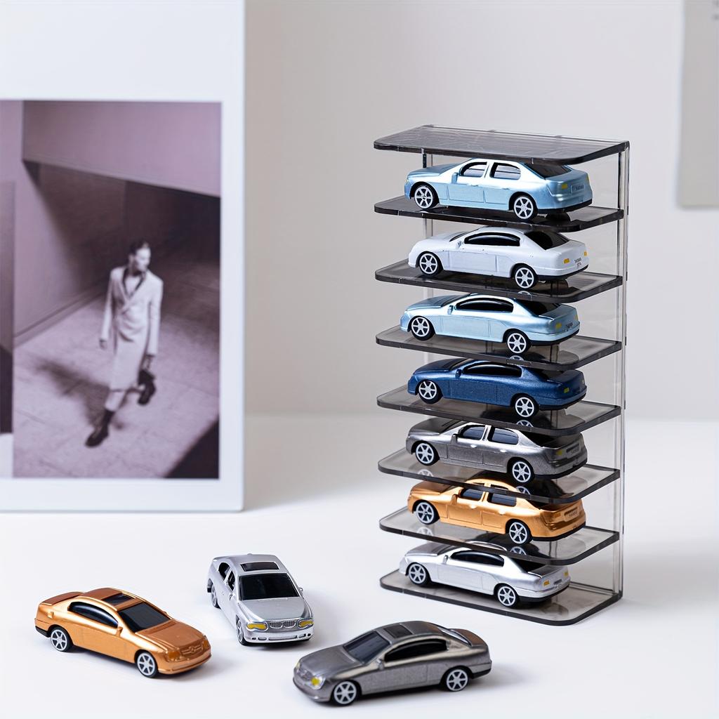 1 Stück 7-Fächer Sportspielzeugauto-Modelle Aufbewahrungsregal Display Showbox Transparenter Acryl für Aufbewahrung Mini-Autos Modell Rennen
