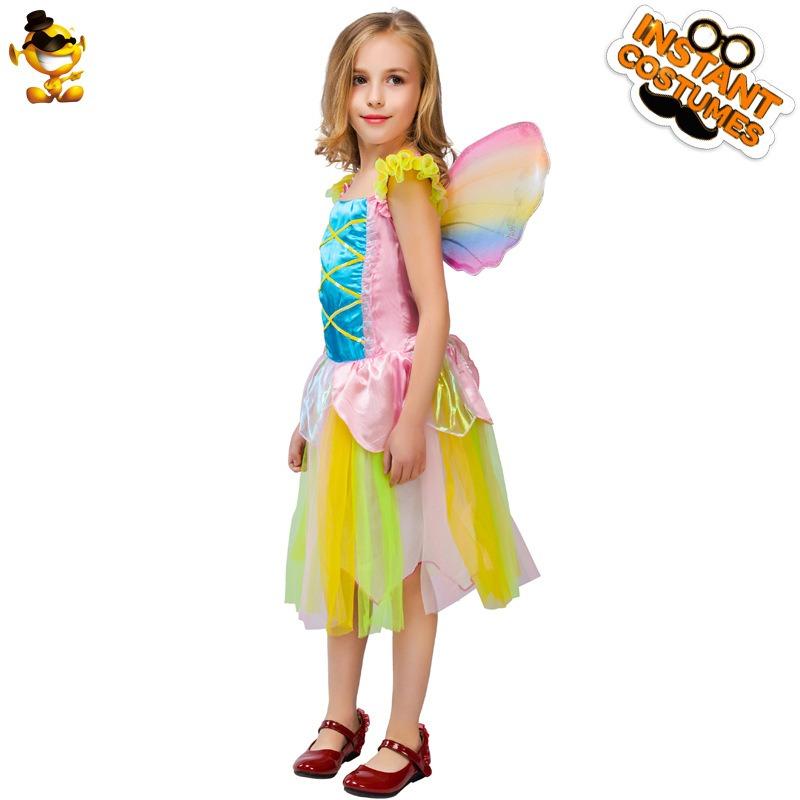 Halloween Carnival Party Costumes Masquerade Ball Costumes Stage Show Costumes Little Girls Colored Fairy Dresses