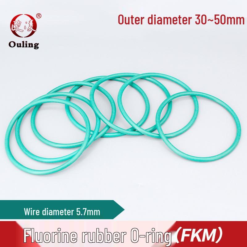 

Green Fluororubber O-ring, OD 30/35/40/45/50, 5.7mm Cross-section, Wear & Pressure Resistant Seal OD 30*5.7mm (5 pcs) Green Fluororubber O-ring