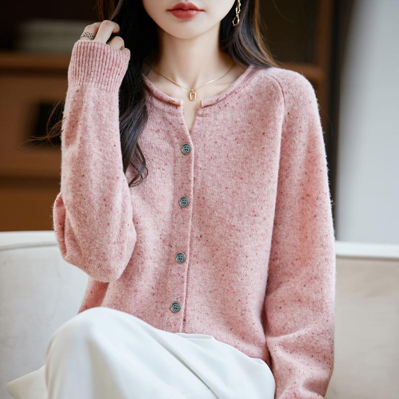 QingHe Cashmere Women's 30% Cashmere Cardigan - Soft & Warm Wool Blend Sweater