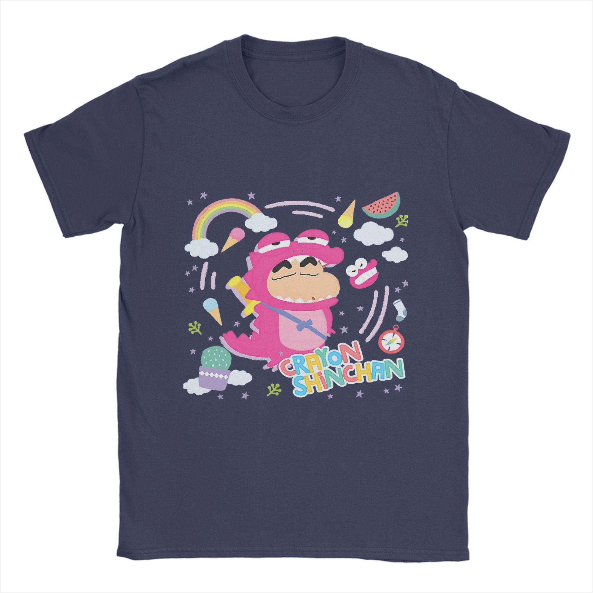 

Crayon Shin-chan T-Shirt Summer Leisure T-Shirts Male Pure Cotton Crew Neck Plus Size Top Tees Short-Sleeve Vintage Tshirt 4XL