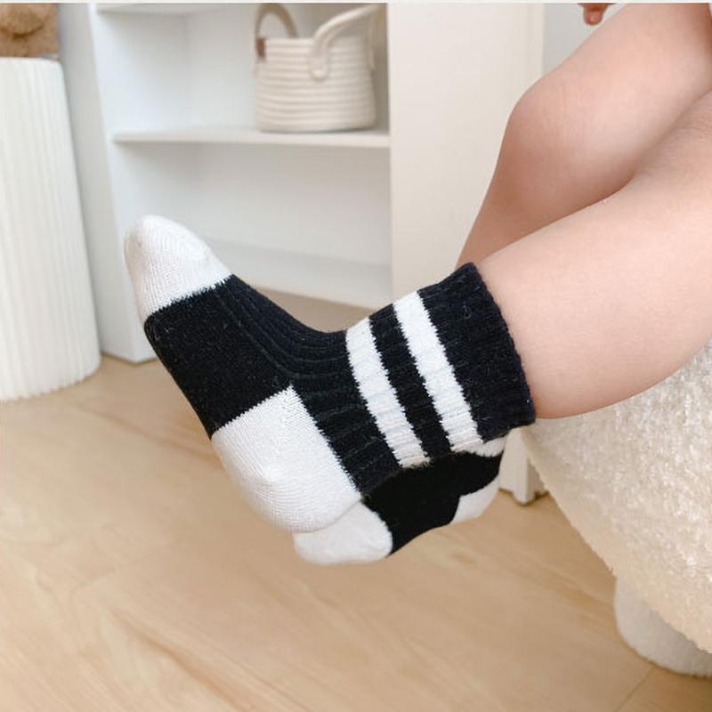 Korean Stripe Baby Socks Spring Autumn Infant Boys Girls Short Sock Soft Cotton Breathable Kids School Sports Socks