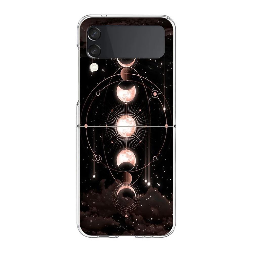 Phone Case For Samsung Galaxy Z Flip 3 4 5 Hard Folding Clear PC Bumper Planet and starry sky art For Samsung Z Flip 6 Cover