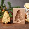 Christmas Carved Wooden Biscuit Cutter Cookie Stamp Molds 3D Baking Molds for Kitchen DIY Decorating Tool