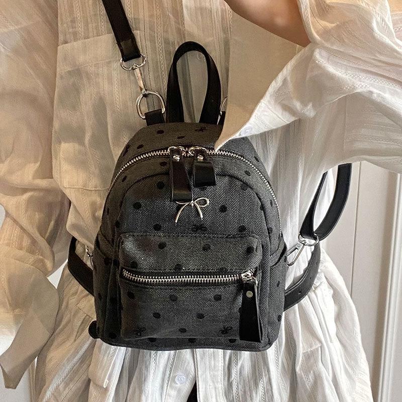 Trend niche fashionable bow rhombus foreign style handbag bag versatile temperament casual backpack women