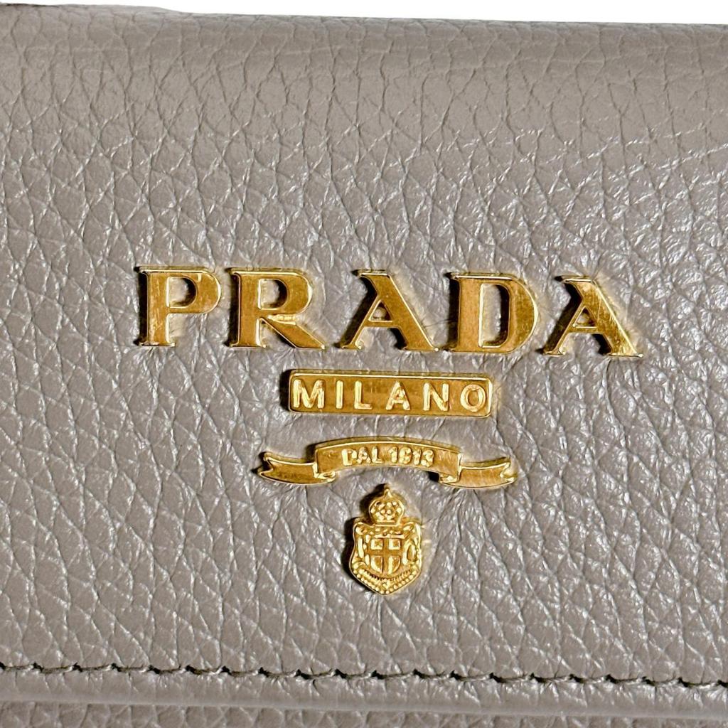 Prada Vittero Grain Leather Safiano Key Holder  Leather Gurege Women 1PG222 Used