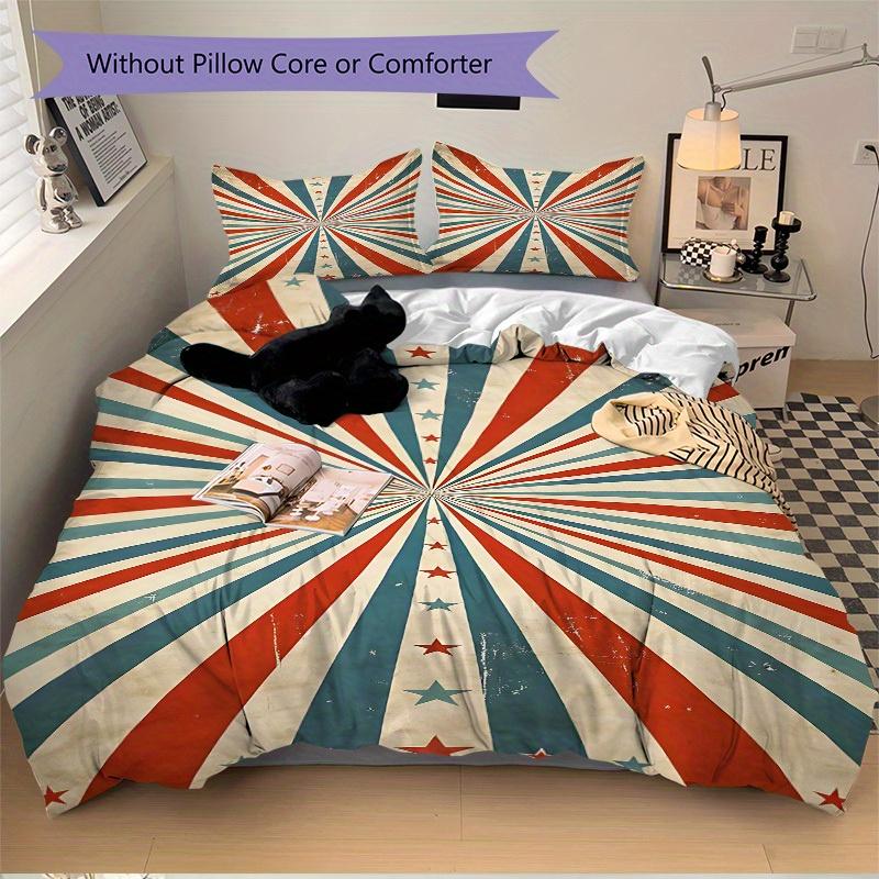 3pcs Stars Stripes Bedding Cover Set, Fashion Classic Popular Print Bedding Set, Soft Comfortable, All Season Use, For Bedroom, Guest Rooma0819178