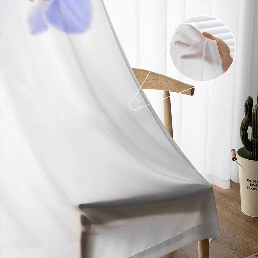 Tropical Orchids Floral And Butterfly Tulle Curtains For Living Room Decoration Modern Veil Chiffon Curtains Bedroom Sheer Voile