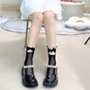 Women Spring and Summer Thin Retro Cheongsam Buckle Love Ear Lace Hollow Breathable In The Tube Pile Socks