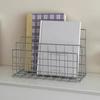 Magazine Holder Book Stand with 3 Vertical Compartments Hollow Design Rustproof Storage Rack Office Desk Organizer