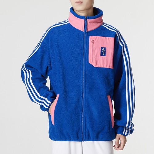 adidas Colorblock Stripe Sports Casual Stand Collar Knit Jacket for Men, Blue