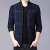 Men Coat Plaid Stand Collar Thin All Match Spring Jacket for Daily Wear