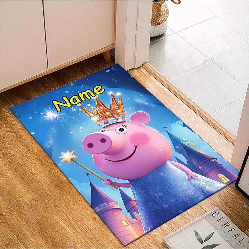 Custom Name Princess Pig's Royal Adventure Rug Game Carpet, Floor Mat for Bedroom Living Room Entryway Rug, Home Decor Gift for Christmas birthday