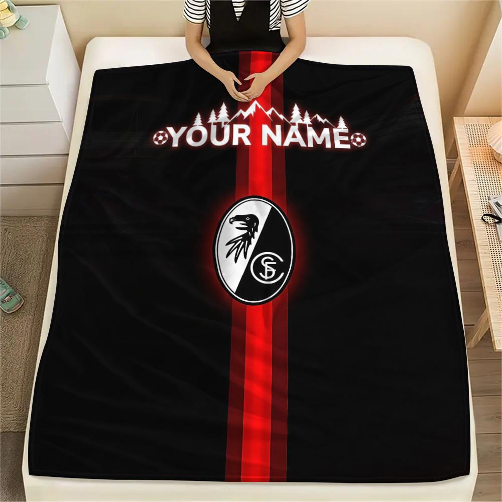 Custom Name SC Freiburg Flannel Blanket, High Quality Comfortable for All Seasons, Home Decor, Warmth and Comfort