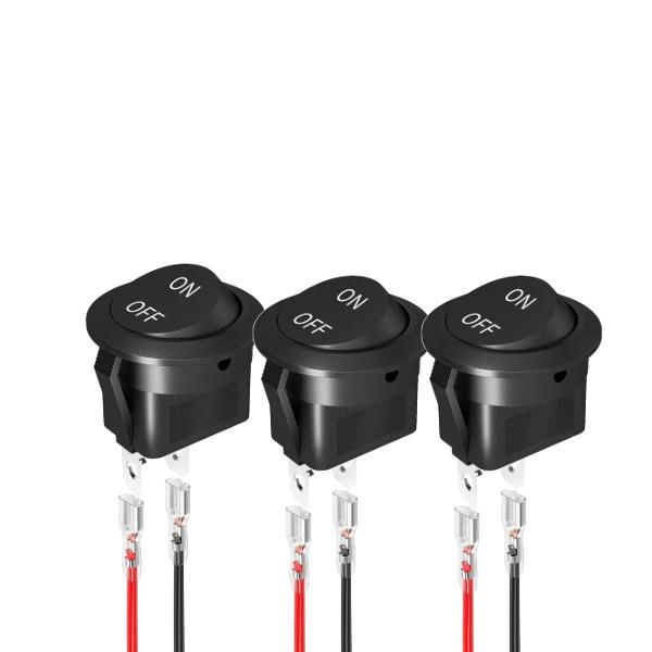 Round/ Square Head Rocker Switch ON/Off SPST 2Pin Toggle Switch with Wires DC12V-24V Electrical Switch for Automotive Boat RVs Switches Seat 3