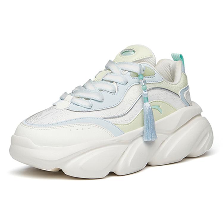 New Anta Claw Cushioning Anti Slip And Wear Resistant Low Top Chunky Sneakers Women's White Green Blue 922048894-13