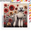 2D Flat Printing 2D Flat Frameless DIY Diamond Painting, Featuring a Curly-haired Poodle and a Sea of Poppies, Meticulously Reproduces Fur Textures an