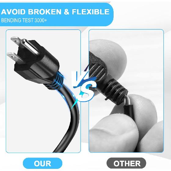 Short Power Extension Cord,16AWG/13A,Outlet Saver, 3 Prong Male Plug to Female Socket Heavy Duty Power Extension Cable(1FT/0.3M)