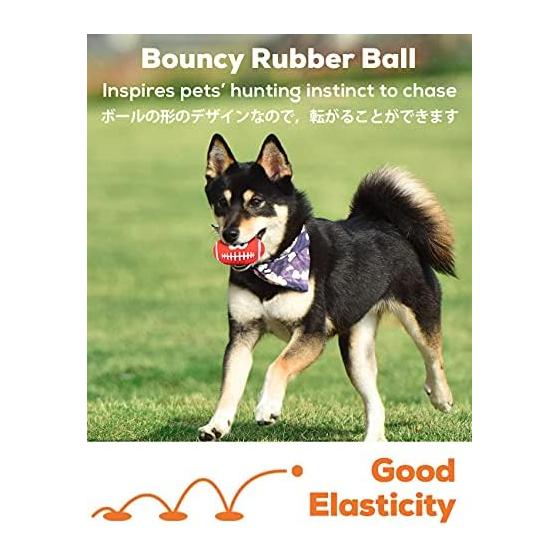SCHITEC Dog Ball Toy with Sound Chewing [Set of 4, Baseball, Soccer, Volleyball, Rugby] Dog Toy, Tooth Brushing, Sound Dental Toy, Strong and
