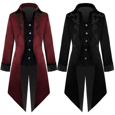 Manyishang 2023 Abrigo Retro de Corte Punk para Hombre de Longitud Media - Estilo Europeo y Americano de Halloween