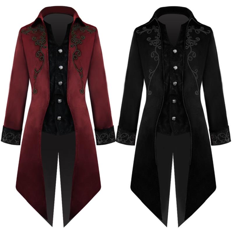 Manyishang 2023 Retro Court Punk Men's Mid-Length Coat - European & American Halloween Style
