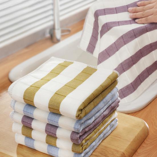 Dishwash Rag Striped Design Soft Durable High Water Absorption Non-Stick