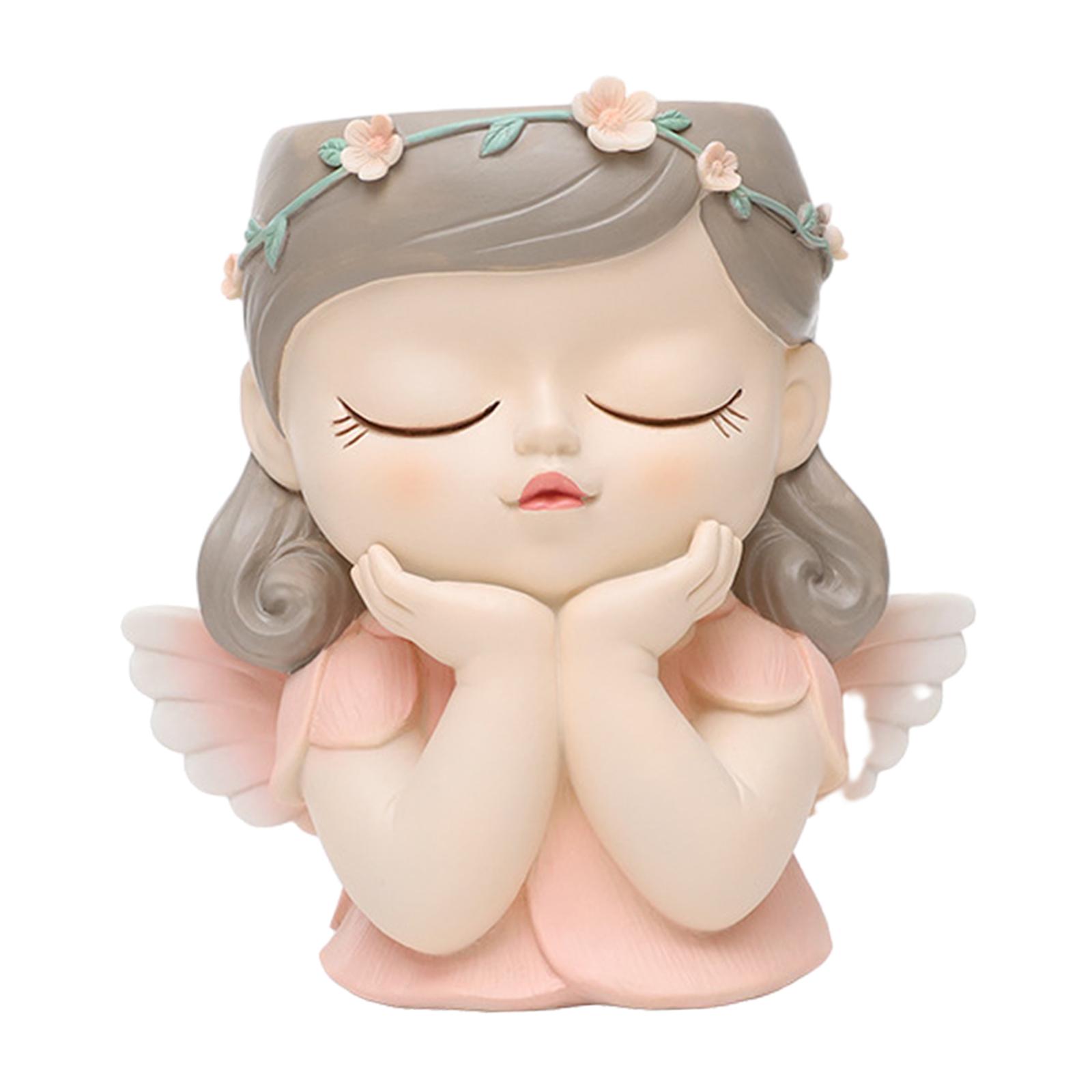 

Plant Pot Outdoor Elf Girl Statue Indoor Elf Girl Flower Pot Bonsai Resin Planters for Bedroom Garden Desk Tabletop Living Room