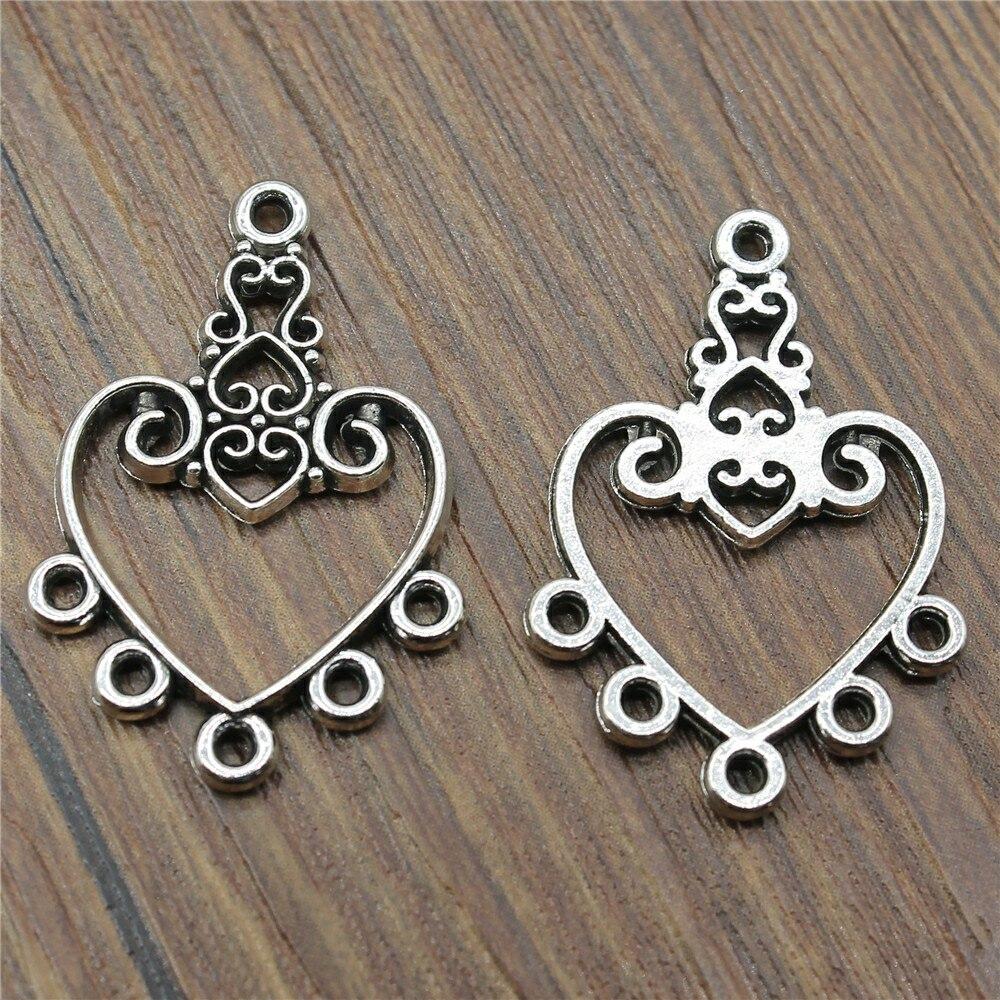 4 Stück 30 x 21 mm DIY handgefertigt für Schmuckzubehör Herz poröser Ohrringverbinder Herz Schmuckzubehör