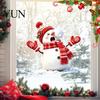 Reusable Winter Scene Decals Christmas Snowman Static Window Cling, Funny Sticker, Holiday Party Decoration Xmas Glass Decal for Home Shop Decor