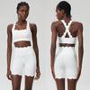 [Petal Series] Lace Yoga Clothes Nude Feel Sports Bra Quick-Drying Milk Leather Shorts Fitness Clothes Two-piece Set Women