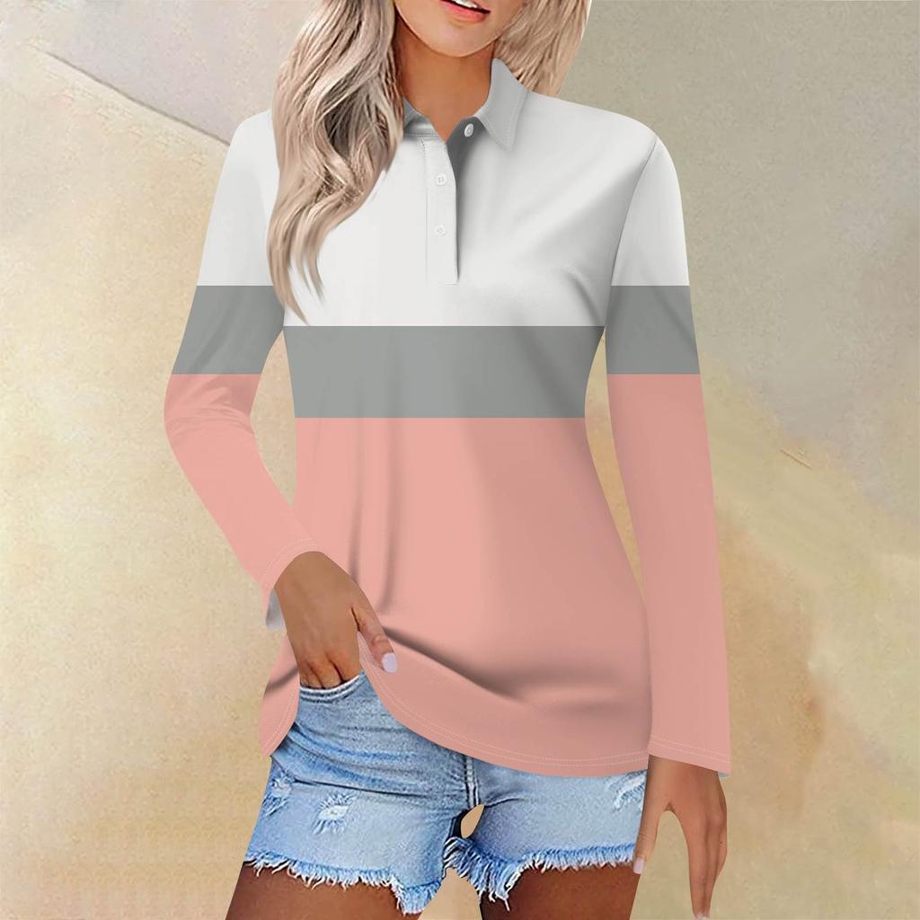 Dámská móda Ležérní klopa Krátký Dlouhý rukáv Potisk Košile Dámské Zapínací topy