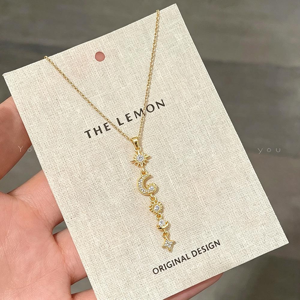 Ins-Style Star & Moon Tassel Necklace: Korean Minimalist Clavicle Chain