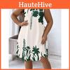 Plant Floral Summer Sleeveless Backless Tie Dress For Vacation And Beach