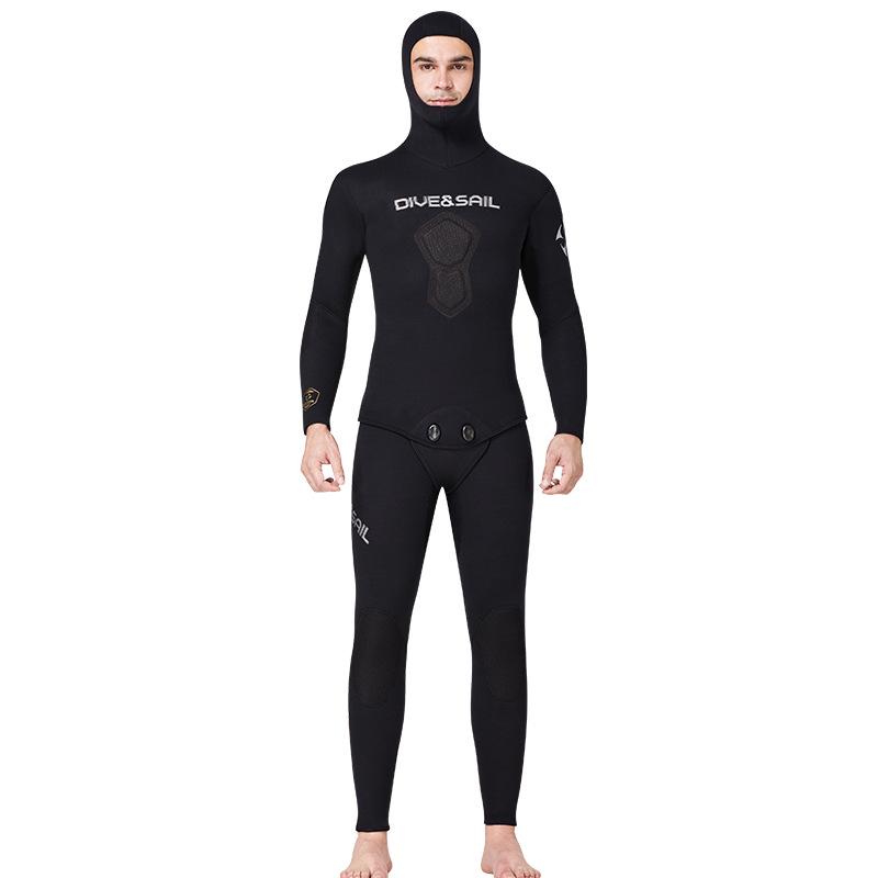 3MM Two-Piece Hooded Wetsuit Set: Long Sleeve Spearfishing, Scuba, Surfing, Snorkeling Suit